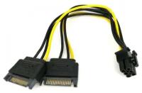 Переходник питания GSMIN WE37 2xSATA 15-Pin (F) - 6-Pin (M) (Черный)