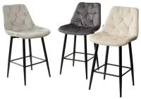 Полубарный стул YAM G062-37 светло-серый, велюр (H=65cm) М-City
