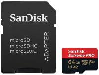 Карта памяти Sandisk Extreme Pro micro SDXC 64Gb UHS-I U3 V30 A2 + ADP (200/90 MB/s)