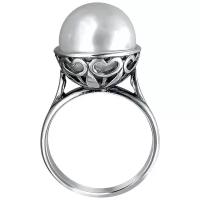 Кольцо Эстет серебро, 925 проба, чернение, жемчуг