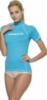 Футболка из лайкры женская с коротким рукавом для водного спорта CRESSI RASH GUARD Размер XS синий