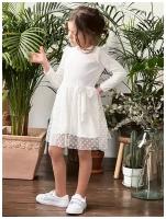 Платье для девочек нарядное Бушон, цвет белый, размер 98-104