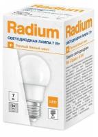 Лампочка светодиодная Radium A60 7Вт 3000К Е27 / E27 груша матовая теплый белый свет, 1шт