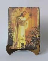 Икона на дереве ручной работы - Иисус стучащийся в дверь, 18x24x3 см, арт Ид4831