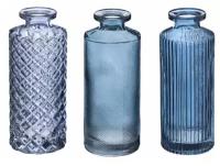 Набор декоративных ваз 189192B стекло цвет синий 13.2 см, 3 шт