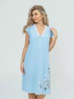 Ночная сорочка женская хлопок ночнушка больших размеров голубой 50