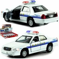 Металлическая машинка игрушка 1:42 Ford Crown Victoria Police Interceptor (Форд Кроун Виктория Полицейская) инерционная / Белая