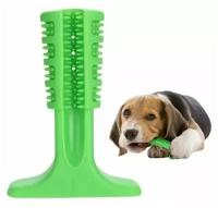 Игрушка жевательная зубная щетка для собак, 7x10x3, зеленая