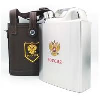 Фляжка чехол на ремне 1567мл 53oz Канистра Герб России, плоская для алкоголя воды, армейская походная, нержавеющая сталь, подарок мужчине на новый год