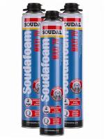 Монтажная пена Soudal Soudafoam MAXI 70, объем 870 мл, летняя, 3 баллона