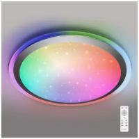 Настенно-потолочный светильник Estares ARION 40W RGB R-430-SHINY/SILVER, 40 Вт, 43 х 43 см, цвет арматуры: серебристый, цвет плафона: белый