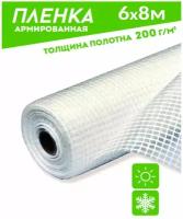 Пленка армированная леской 200гр/кв. м. 6мх8 п/м полотно (48кв. м)зозп п/э светостабилизированная (Загорск) тент/чехол на теплицу/пленка парниковая