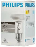 Лампа накаливания Philips R63 30D (60Вт, E27, рефлектор) теплый белый, 1шт