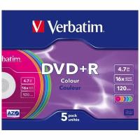 Диск DVD+RVerbatim4.7Gb 16х Colour, 5 шт