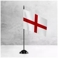 Настольный флаг Англии на пластиковой черной подставке