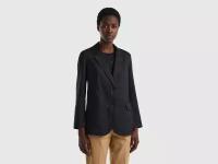 Пиджак UNITED COLORS OF BENETTON, средней длины, силуэт свободный, размер 42, черный