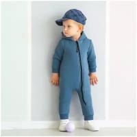 Комбинезон детский Amarobaby Mono, футер 360гр с начесом, синий, размер 80