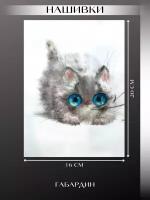 Нашивка заплатка декор для одежды кот с голубыми глазами