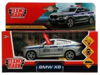Машина металлическая ТехноПарк BMW X6 Полиция ДПС, серебристая, свет+звук