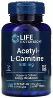 Аминокислота Ацетил-L-Карнитин LIFE EXTENSION Acetyl-L-Carnitine 500 mg 100 капсул