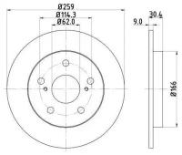 Тормозной диск задний HELLA PAGID 8DD 355 118-981 для Toyota Corolla, Toyota Auris, Toyota Corolla Rumion