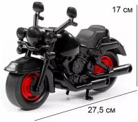 Игрушка Мотоцикл гоночный Кросс (черный с красными дисками колес) - 27,5 см