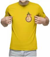 Мужская футболка «Ретро карманные часы с букетом цветов» (L, зеленый)