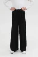 Школьные брюки палаццо Formaschool, классический стиль, карманы, пояс/ремень в комплекте, размер 146, черный