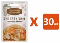 Лакомства деревенские СУП для кошек с курицей, креветкой и гребешком 35 гр (15 шт х 2)