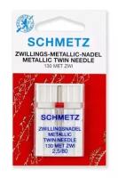 Игла/иглы Schmetz Metallic 130 MET ZWI 2.5/80 двойная для металлизированных нитей, серебристый