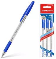 Ручка шариковая ErichKrause® R-301 Classic Stick&Grip 1.0, цвет чернил синий (в пакете по 3 шт