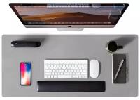 Коврик для письменного стола большой серый 80х40 см - K&T / Коврик для игровой мыша / Для ноутбука
