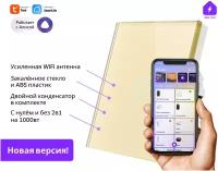 Обновлённый Умный выключатель для Алисы на 1000вт, без нуля и С нулем 2в1 на 1 группу света, WIFI + RF золотой, с двойным конденсатором в комплекте