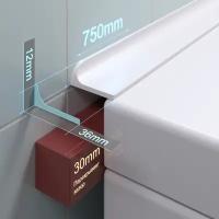 Акриловый плинтус бордюр для ванной BNV ГЛ36 75 сантиметров левая сторона, белый цвет, BNV глянцевая поверхность