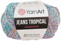 Пряжа YarnArt Jeans Tropical -2 шт, 618 бирюзовый меланж, 160 м/50 г, 55% хлопок, 45% полиакрил/ Ярнарт Джинс Тропикал/