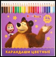 Карандаши цветные для рисования и творчества Маша и Медведь, набор 24 цвета