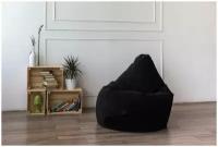 Кресло-мешок Груша XXL-Комфорт, 200 л, чёрный велюр (Puffdom пуф, кресло, бескаркасная мягкая мебель)