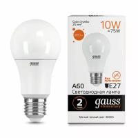 Лампа светодиодная LED груша 10W E27 880Лм 3000К 220V Elementary (Gauss), арт. 23210