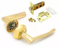 Комплект дверные ручки SOLLER ZY-501 PB золото+ защелка дверная 002-HD