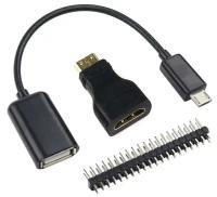 Комплект микро USB кабель + контактный разъем + адаптер HDMI для Raspberry PI Zero