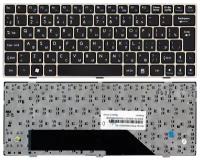 Клавиатура для ноутбука MSI S1N-1EUK2E1 черная с бронзовой рамкой