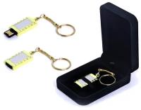 Подарочный набор флешка Кулон (128 Гб / GB USB 2.0 Золотой/Gold MiniDiamond_N8 Оригинальный подарок от коллег на 8 марта)