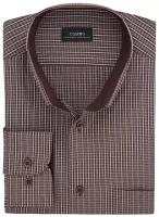 Рубашка мужская длинный рукав CASINO c555/1/7708/b/1, Прямой силуэт / Сlassic fit, цвет Коричневый, рост 174-184, размер ворота 39