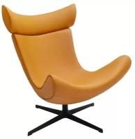 Кресло TORO оранжевый прессованная кожа / Кресло в гостиную / Кресло на дачу / Кресло к дивану / Мягкое кресло / Кресло в офис / Кресло руководителя