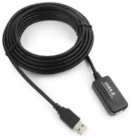 Кабель удлинитель USB 2.0 активный Cablexpert UAE016-BLACK, AM/AF, 4.8м, черный, пакет