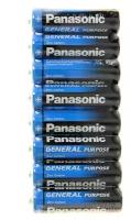 Батарейка солевая Panasonic General Purpose, AA, R6-8S, 1.5В, спайка, 8 шт