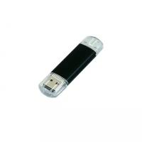 Металлическая флешка OTG для нанесения логотипа (64 Гб / GB USB 2.0/microUSB Черный/Black OTG 001 для андроида доступна оптом и в розницу)