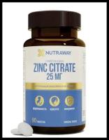 Капсулы NUTRAWAY Zinc Citrate, 25 мг, 90 шт