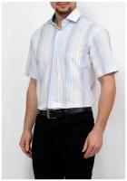 Рубашка мужская короткий рукав GREG 121/101/402/Z/2, Полуприталенный силуэт / Regular fit, цвет Голубой, рост 174-184, размер ворота 39