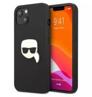 Чехол Karl Lagerfeld Karl's head Patch (metal) Hard для iPhone 13, цвет Черный (KLHCP13MPKMK)